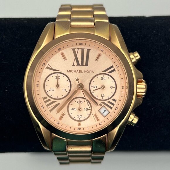 MICHAEL KORS Bradshaw MK5799 Chronograph Rose Gold Watch Extra Links & Working - Picture 5 of 9